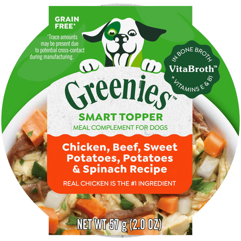 Greenies Smart Topper High Protein Wet Mix-in for Dogs, Chicken, Beef, Sweet Potatoes, Potatoes & Spinach Recipe in VitabrothÃƒÆ’Ã†â€™Ãƒâ€šÃ‚Â¢ÃƒÆ’Ã‚Â¢ÃƒÂ¢Ã¢â‚¬Å¡Ã‚Â¬Ãƒâ€¦Ã‚Â¾ÃƒÆ’Ã¢â‚¬Å¡Ãƒâ€šÃ‚Â¢ Broth- Bone Broth + Vitamins E & B1, Pack of 10