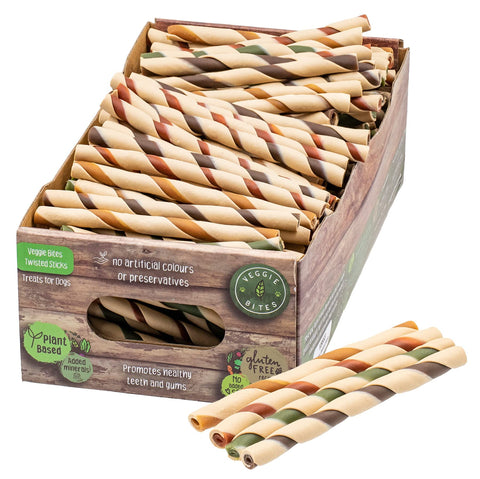 Veggie Bites Plant Based Twisted Stick 2kg (app 185pc) x 1 Box For Dogs