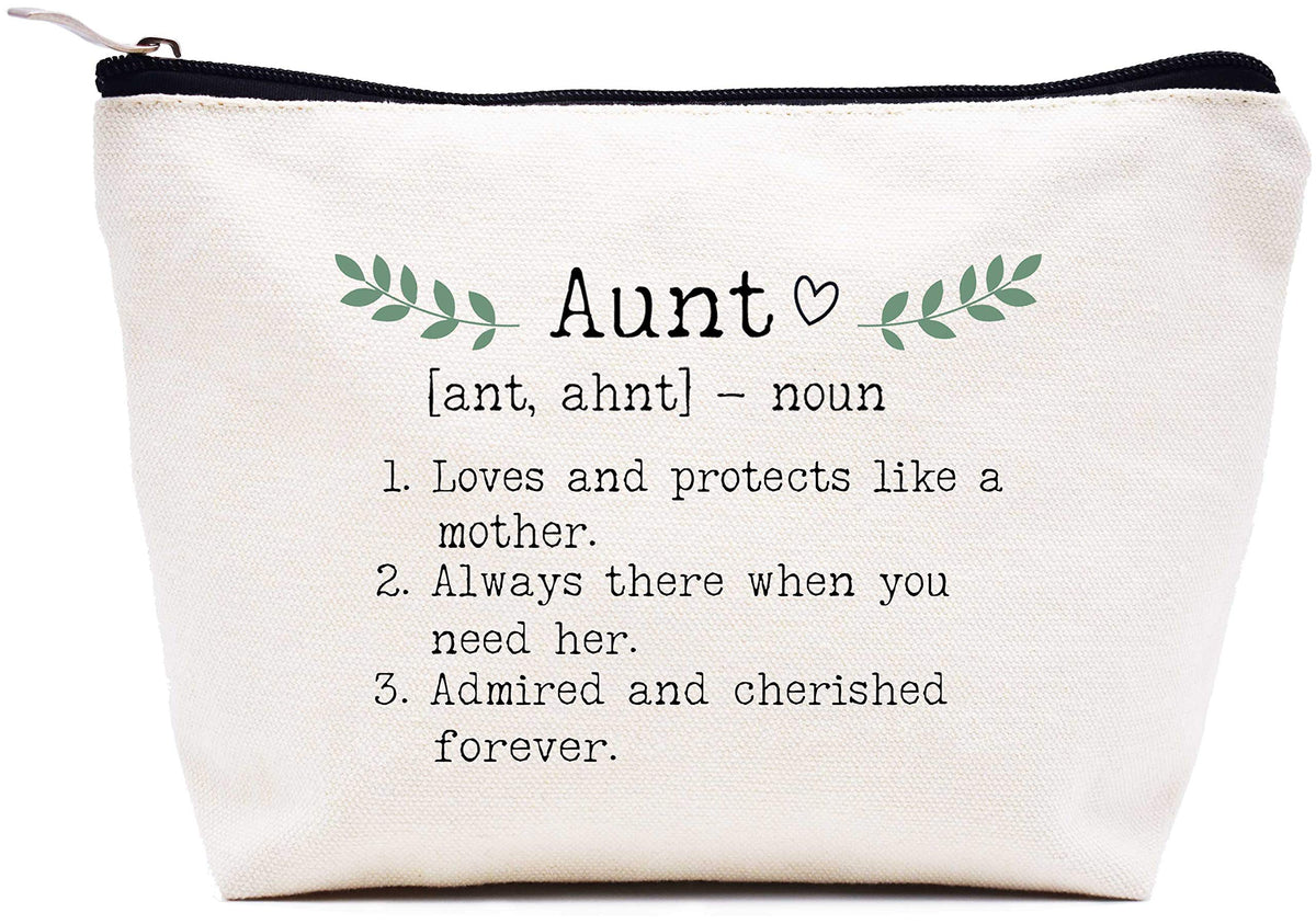 LIBIHUA Aunt Loves and Protects Like a Mother - Definition of Aunt Gift - Funny Aunt Gift For Wedding Anniversary Birthday Mothers day Christmas - Makeup Bag Cosmetic Bag Travel Pouch Gift for Auntie,