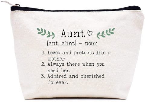 LIBIHUA Aunt Loves and Protects Like a Mother - Definition of Aunt Gift - Funny Aunt Gift For Wedding Anniversary Birthday Mothers day Christmas - Makeup Bag Cosmetic Bag Travel Pouch Gift for Auntie,