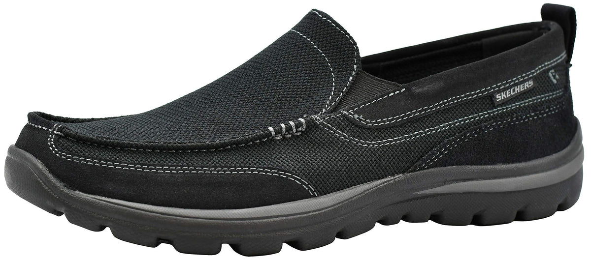 Skechers Men's Superior Milford Slip-On Loafer, Black/Black, 9.5 X-Wide