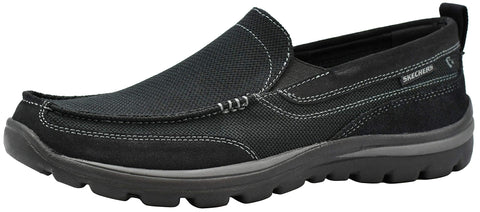 Skechers Men's Superior Milford Slip-On Loafer, Black/Black, 9.5 X-Wide