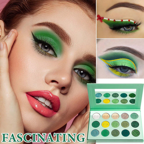 DuoZeng 15 Colors Green Eyeshadow Palette,Matte Shimmer Green Eyeshadow Highly Pigmented Glitter Eye Shade,Colorful Long Wear Green Makeup Palettes Eye Shadow Pallet for Women