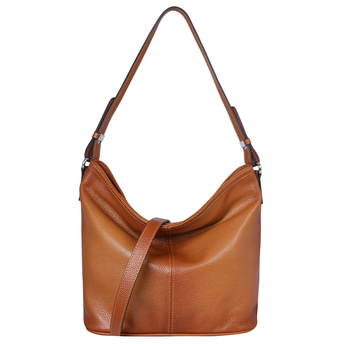 Iswee Shoulder Bag for Women Genuine Leather Crossbody Purse Trendy Soft Hobo Bags (Sorrel)