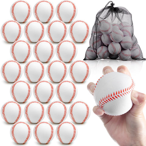 Outus 24 Pcs Foam Training Baseball Sports Soft Foam Baseball Teenager Practice (White)