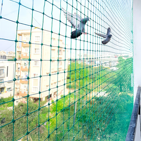 Mr. Right Bird Net/Anti Bird Net for Balconies/Anti Pigeon/Anti Monkeys Heavy Duty HDPE Mesh Net for Balconies (5x11ft), Installation Kit Included