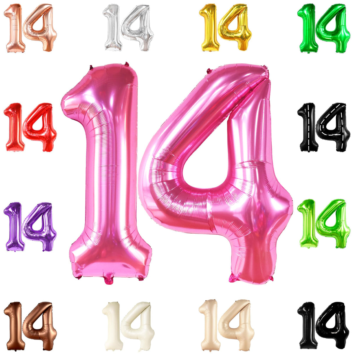 Giant, Hot Pink 14 Balloon Numbers Set - 40 Inch | Hot Pink 14 Birthday Balloons | 14th Birthday Decorations for Girls | Pink Number 14 Balloon | 14 Year Old Birthday Decorations, 14th Birthday Party