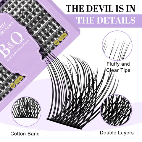 Lash Clusters 208 PCS Cluster Lashes Individual Lashes B02 Eyelash Extensions 10-18mm DIY Lash Extensions D Curl Volume Wispy Soft Comfortable Band False Lashes (D-10-18MIX,B02)