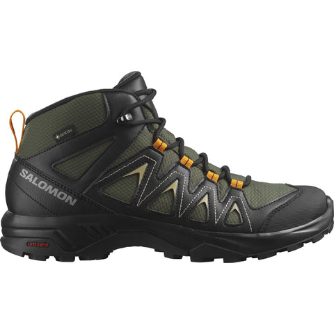 SALOMON Men's Mid-Top Hiking Shoe, Olive Night Black Gray Green, 8