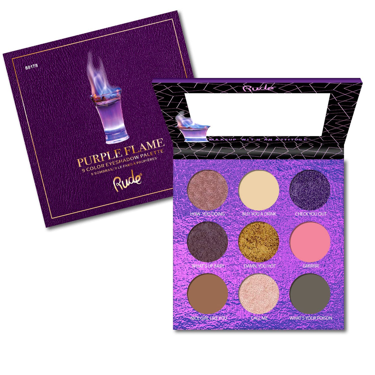 Rude - Cocktail Party 9 Color Eyeshadow Palette - Purple Flame