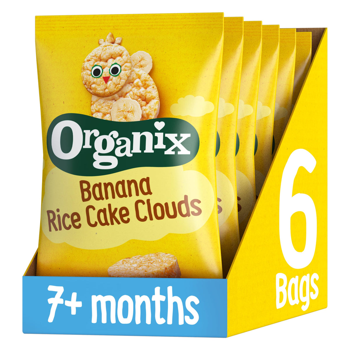 Organix Banana Rice Cake Clouds Baby Rice Cakes Finger Food Snack 7+ Months 40g (Pack of 6)