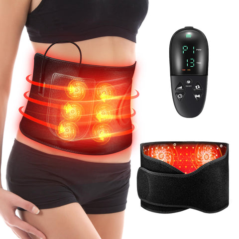 Red Light Therapy Belt - Vibration Massage Heated Red Light Therapy Device for Body - Wireless Controller, 3-in-1 Chips 660nm&850nm, for Back Shoulder Waist Abdomen Muscle Pain Relief