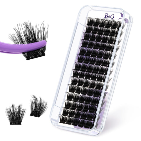 Lash Clusters F03 Fluffy Individual Lashes 84 Pcs Ultralight Eyelash Clusters B&Q DIY Cluster Eyelash Extensions at Home Wispy Lash Extension Light as Feather Cluster Lashes (F03-D-18mm)