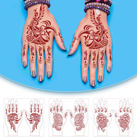 Konsait Temporary Tattoos for Women Sexy, Brown Hand Tattoos for Women Girls Fake Tattoos Mandala Temporary Tattoo Flower Tattoo Elephants Tattoos Peacocks Tattoo 6 Sheets