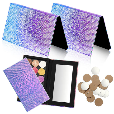 Dansib 2 Pieces Magnetic Palette Mermaid Empty Palette with Mirror and 36 Pcs Adhesive Metal Empty Palette Stickers Large Mermaid Makeup Empty Palette for Eyeshadow Lipstick Blush Powder
