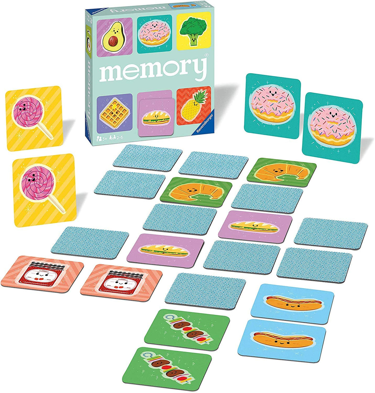 Ravensburger Funny Food Memory Matching Picture Snap Pairs Game for Kids Age 3 Years Up