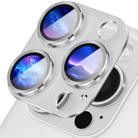 Diruite Camera Lens Cover for iPhone 16 Pro/16 Pro Max Camera Protector 360°Integrated Frosting Tempering Glass Aluminum Alloy Lens Protection,White Titanium
