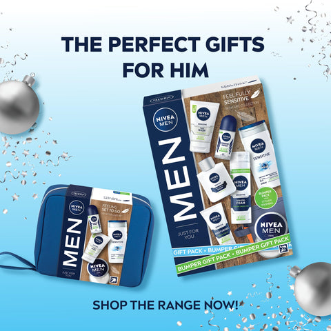 NIVEA MEN Feeling Set To Go Sensitive Care Kit Gift, Includes Face Wash, Shower Gel, Anti-Perspirant and Moisturiser, Men's Skincare