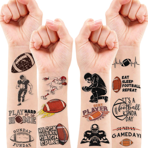 96PCS Football Temporary Tattoos Birthday Party Supplies Decorations Tattoos Stickers American Rugby Fans Cheerleaders Cute Party Favors Kids Boys Girls Gifts Ideas Classroom School Prizes Themed