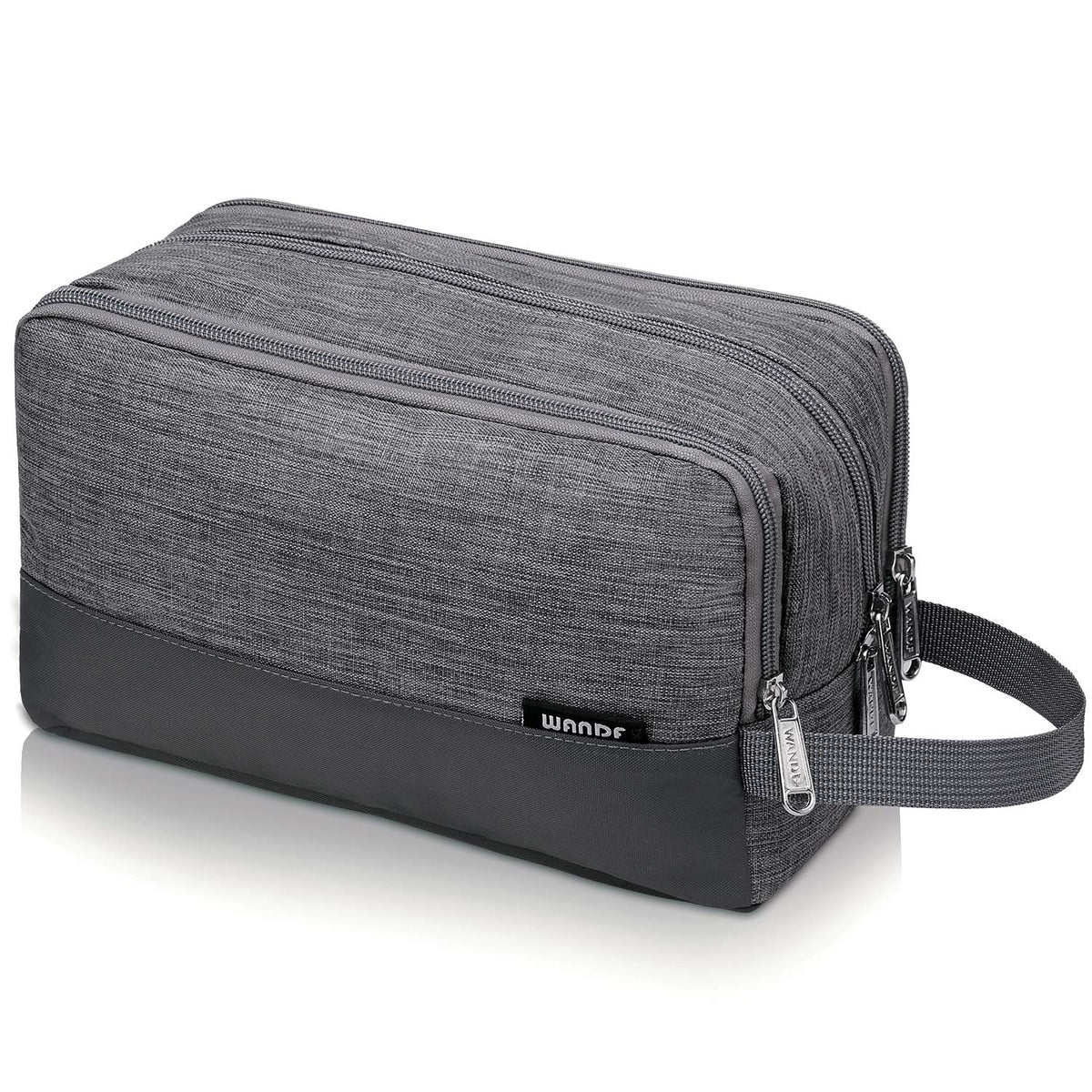 WANDF Toiletry Bag Water-Resistant Nylon Travel Wash Bag Lightweight Dopp Kit for Men and Women (A-Denim Grey)