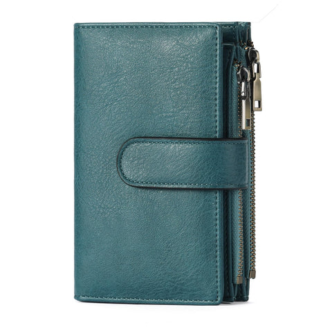 GOIACII Womens Wallets Rfid Credit Card Holder with 2 Zipper Pockets, 3 ID Windows Ladies Purse Leather, Multicolor