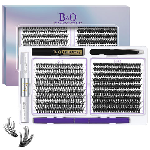 Lash Extension Kit 360 Pcs 30D+50D 8-18 Mixed Eyelash Extensions Kit Individual Lashes Extension kit DIY Lash Clusters Kit with Lash Bond and Seal Eye Lash Extension Kit at Home(Mkit-30D+50D-D-8-18)