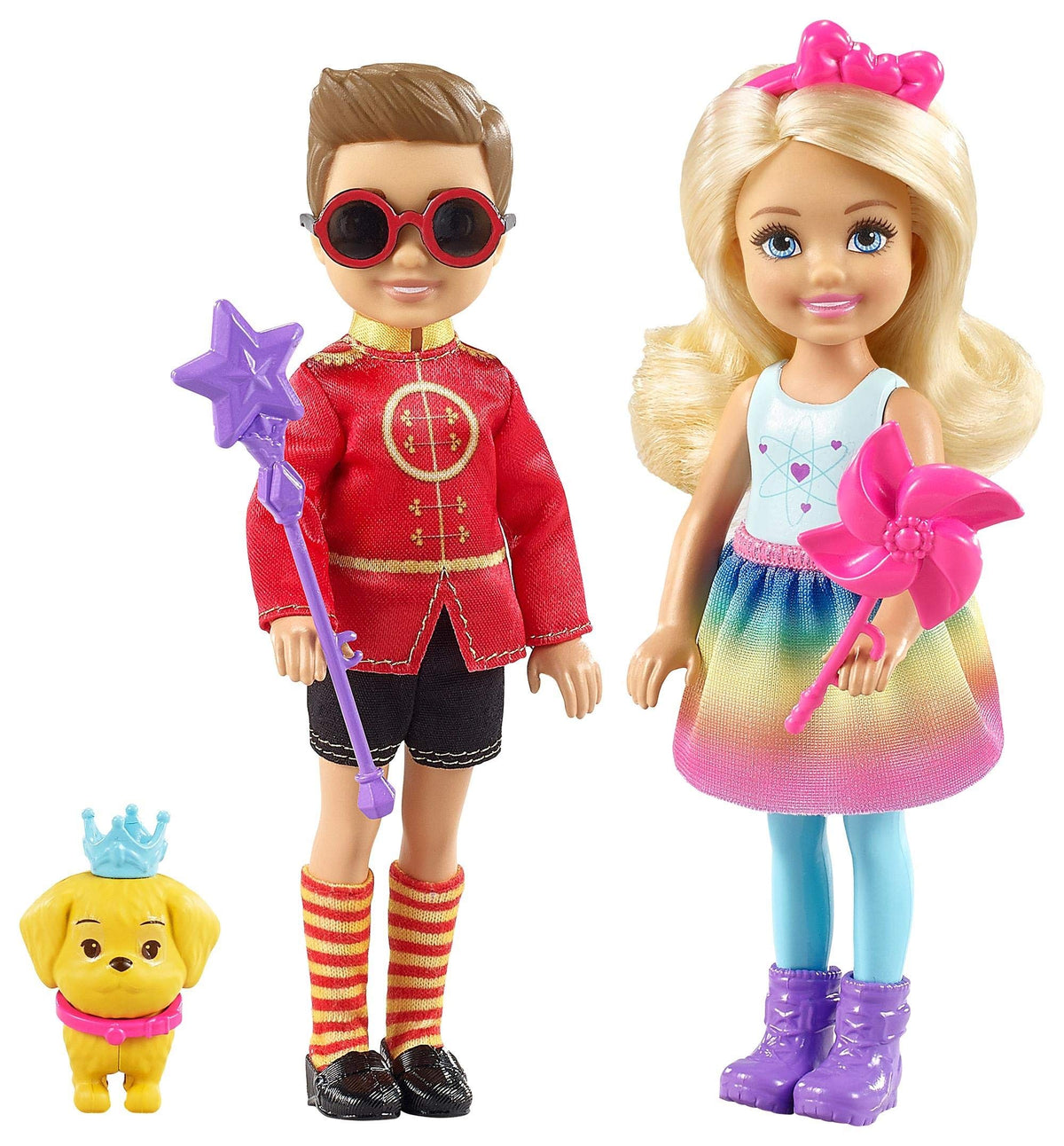 Barbie Dreamtopia Chelsea and Otto Dolls with Puppy, Pinwheel and Star Wand