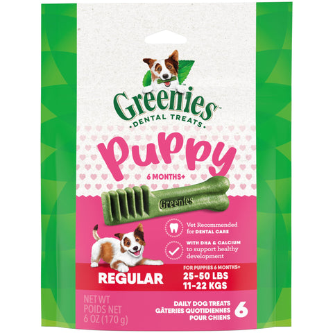 Greenies Puppy Regular Size Natural Dental Dog Treats, 6 oz. Pack (6 Treats)