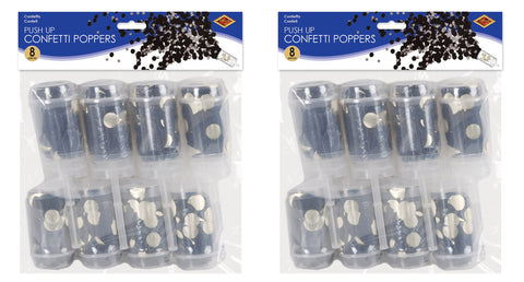 Beistle, Black/Silver Confetti Push Ups, 16 Piece, 6.75"