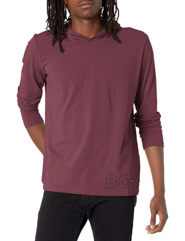BOSS Mens Identity Long Sleeve Lounge T-Shirt T Shirt, Deep Garnet Red, Small US