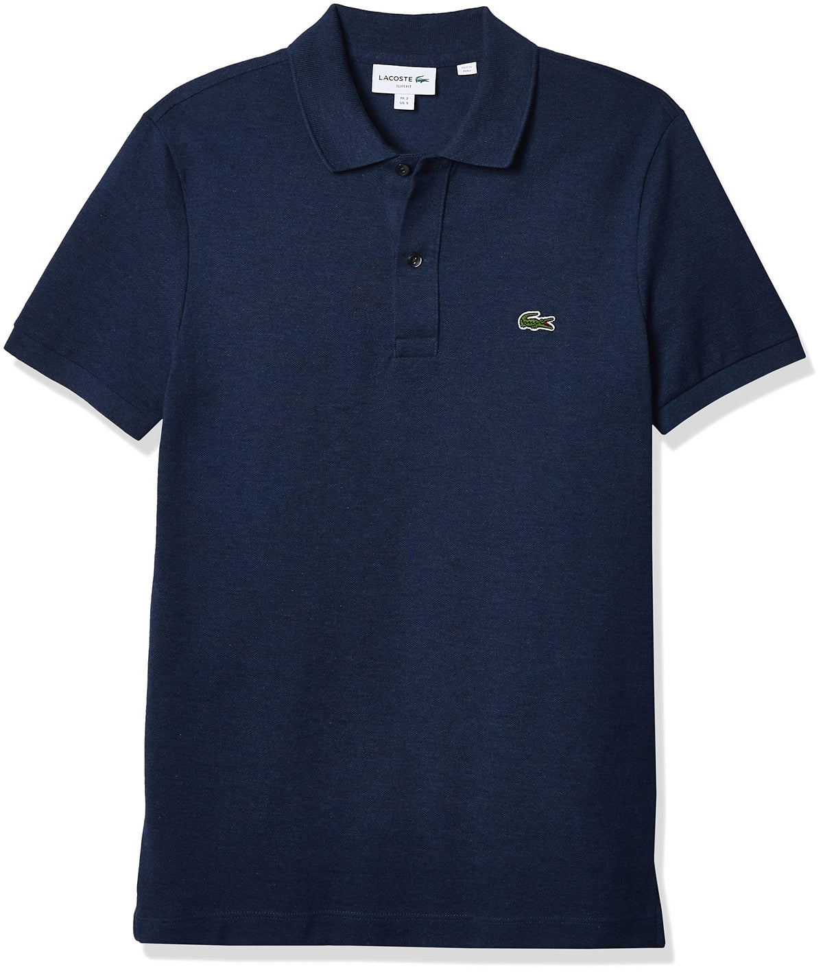 Lacoste Mens Legacy Classic Pique Slim Fit Short Sleeve Polo Shirt, Nocturnal Blue Heathered, Medium