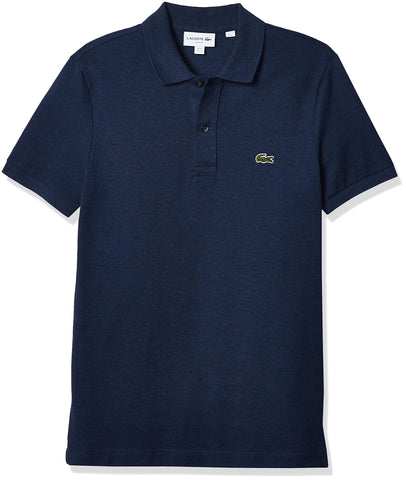 Lacoste Mens Legacy Classic Pique Slim Fit Short Sleeve Polo Shirt, Nocturnal Blue Heathered, Medium