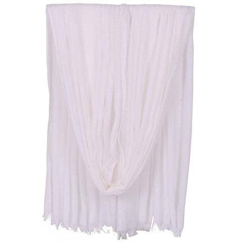 LMVERNA Linen Cotton Scarf for Women Soft Lightweight Fringed Scarf Beach Gauze Summer Wraps and Shawls (White)