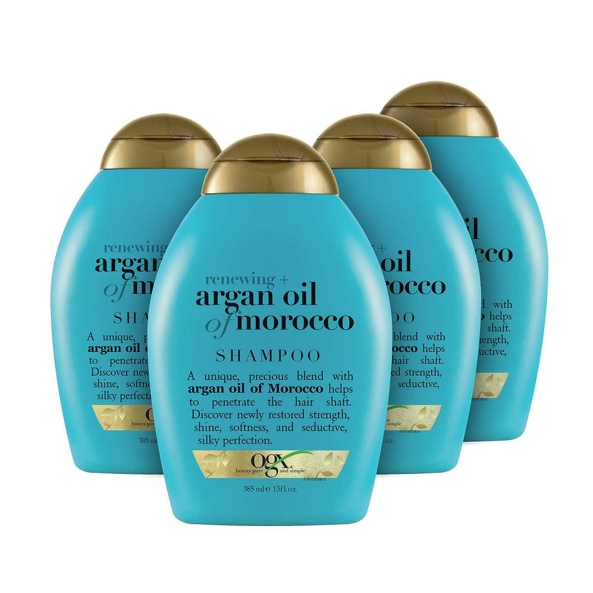 OGX Renewing and Cold-Pressed Argan Oil of Morocco Hydrating Shampoo, to Help Moisturize, Soften & Strengthen Hair, Paraben & Sulfate Free Surfactants, Floral, 52 Oz, Pack of 4