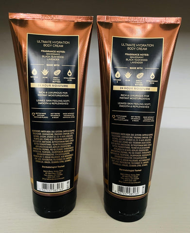 Bath and Body Mahogany Teakwood Cream Ultimate Hydration Men's Collection 8 Oz 2 Pack