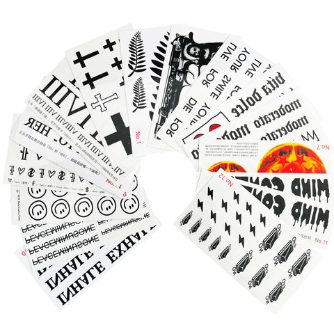 15 Sheets Tiny Knuckle Letter Temporary Tattoos - Waterproof Fake Tattoo Stickers for Men, Women, and Kids