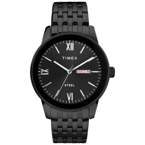 Timex Men's Dress Analog 41mm Stainless Steel Bracelet Watch, Black