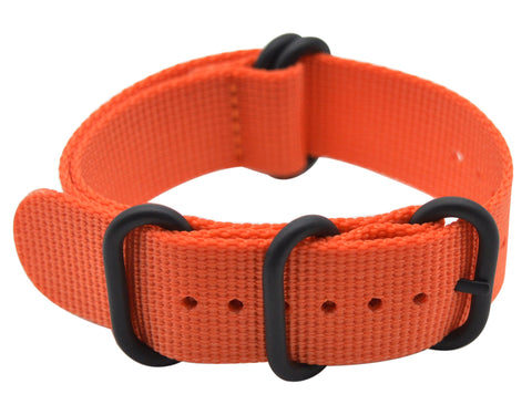 ArtStyle Watch Band with Ballistic Nylon Material Strap and High-End Black Buckle (Matte Finish Buckle) (Orange, 18mm)