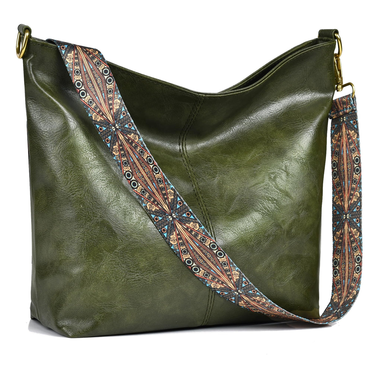 Fashion Hobo Bags for Women Vegan Leather Crossbody Bag with Guitar Strap Shoulder Purses and Handbags (Green)