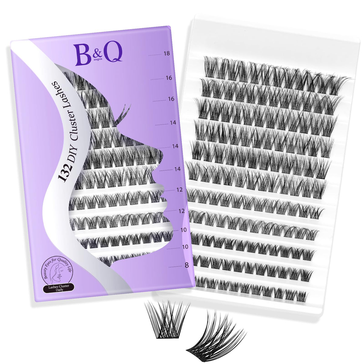 Lash Clusters 132PCS Volume Individual Lashes 8-18mm B&Q Eyelash Clusters Diy Cluster Eyelash Extensions Wispy Cluster Lashes Beginner Eyelash Extension Long Lasting Lashes Wispy(DTFD-Daily)