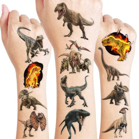 100PCS Dinosaur Temporary Tattoos Birthday Party Supplies Decorations 10 Sheet 3D Tattoos Stickers Super Cute Party Favors Kids Boys Girls Gifts Ideas Classroom School Prizes Themed Baby Showers