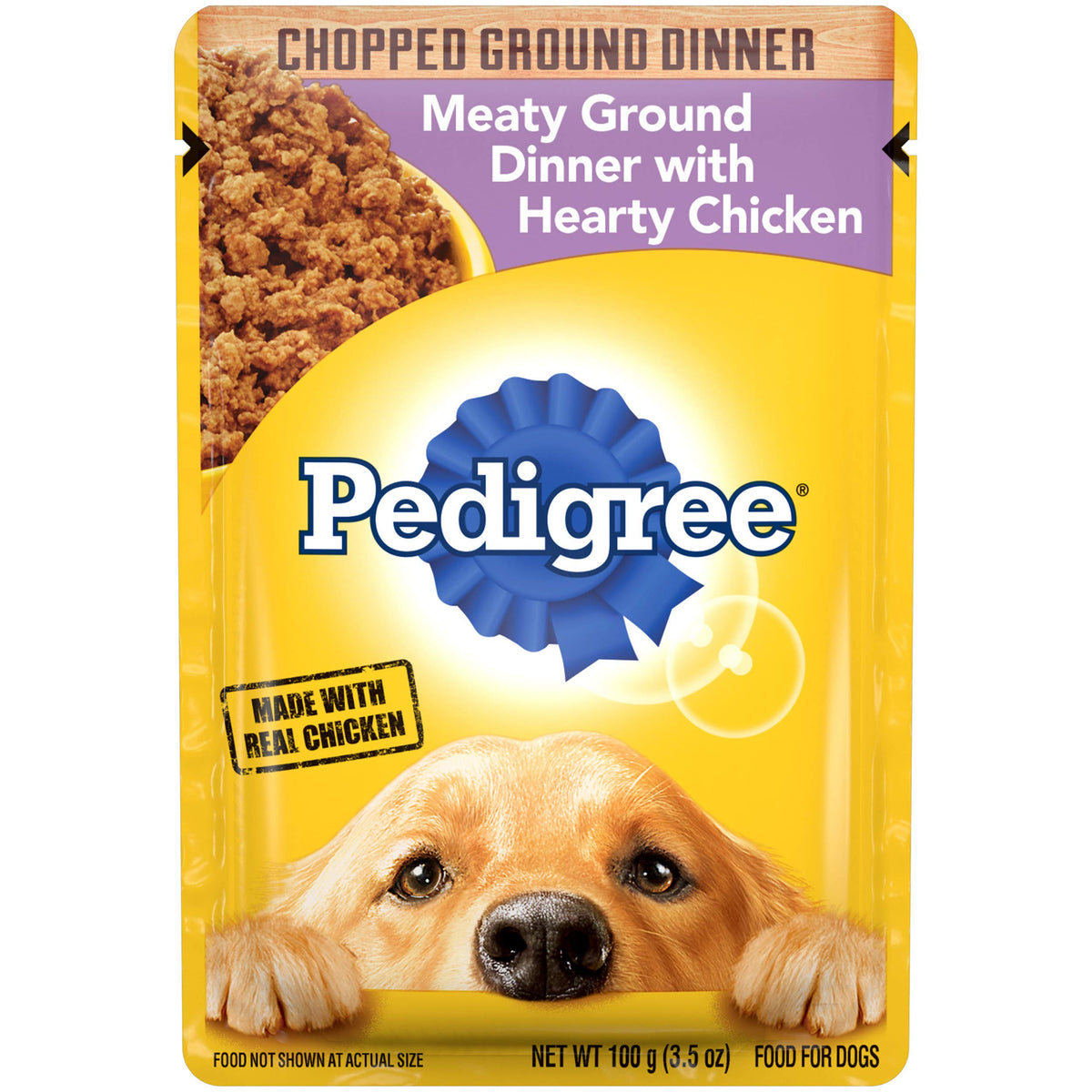 PEDIGREE CHOPPED GROUND DINNER Adult Soft Wet Dog Food With Hearty Chicken, 3.5 oz Pouches, 16 Pack