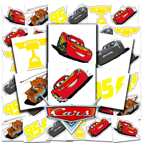Disney Cars Tattoos Party Favors Bundle ~ 72 Perforated Individual 2" x 2" Cars Temporary Tattoos for Kids Boys Girls (Cars Party Supplies)