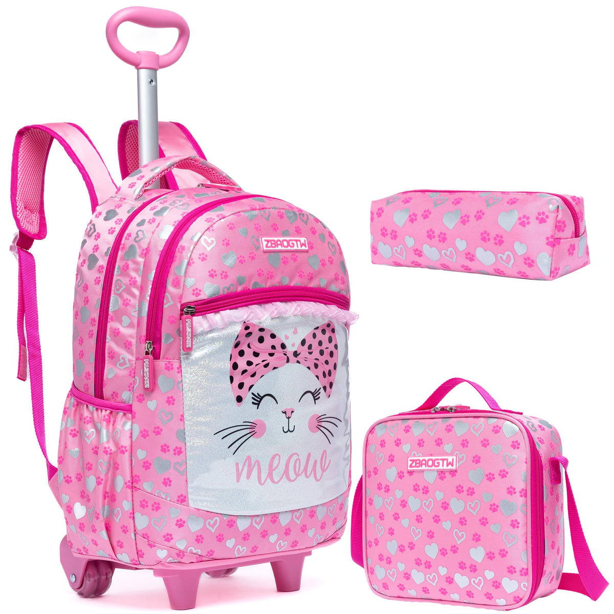ZBAOGTW Rolling Backpack for Girls Rolling Backpack with Wheels School Backpack Carry on Luggage with Wheels
