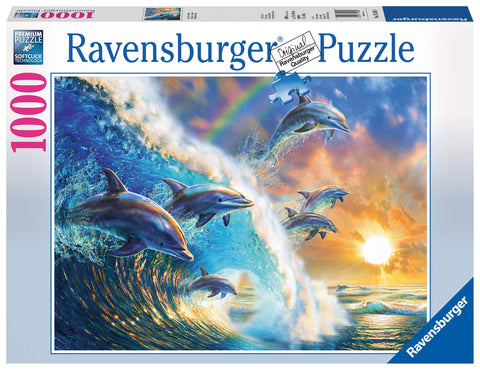 Ravensburger Dancing Dolphins 1000 Piece Jigsaw Puzzle for Adults - Every Piece is Unique, Softclick Technology Means Pieces Fit Together Perfectly