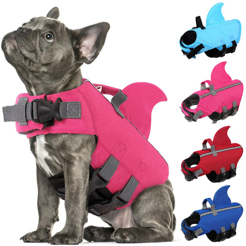 SUNFURA Dog Swimming Vest, Adjustable Dog Life Jacket for Boating Pool, High Flotation Puppy Safety Swimsuit Pet Life Preserver with Reflective Strips for French Bulldog, Hot Pink L