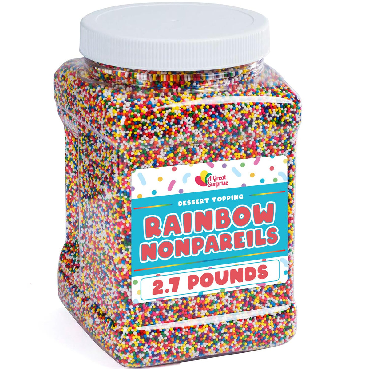 Rainbow Nonpareils Sprinkles - 2.7 Pounds - Rainbow Christmas Sprinkles - Bulk Ice Cream Sprinkles - Rainbow Non Pareil Sprinkles for Cake Decorating, Cookies, Cupcakes