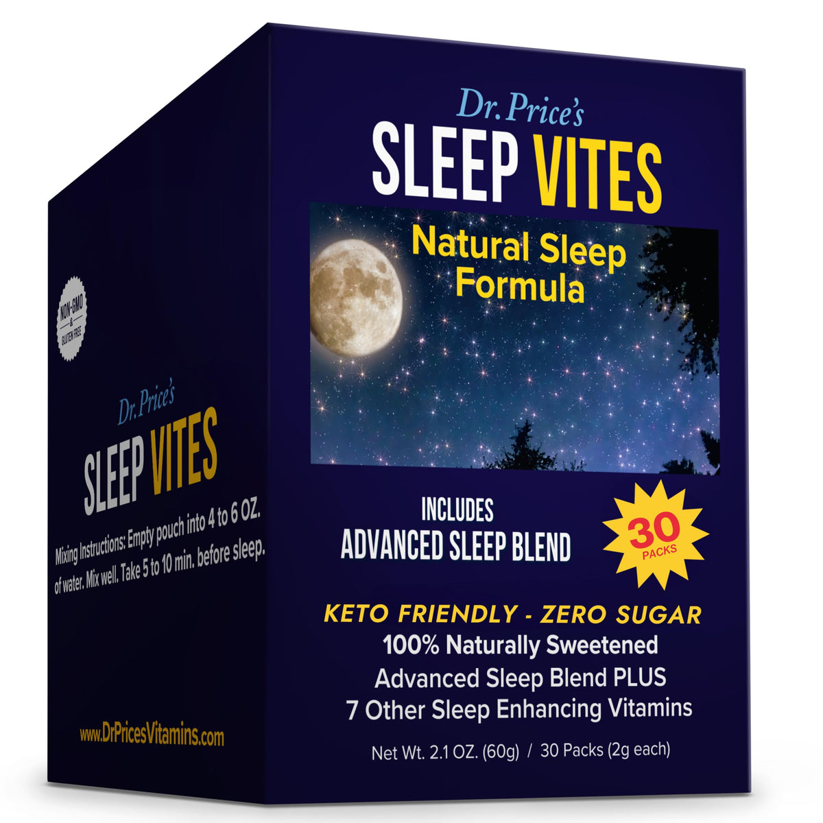 Dr. Price's Vitamins Natural Sleep Aid - Sleep Supplement - Melatonin for Sleep - 30 Packets - Sleep Aids Adults, Tryptophan, Calming Magnesium Powder, Non Drowsy Sleep Support