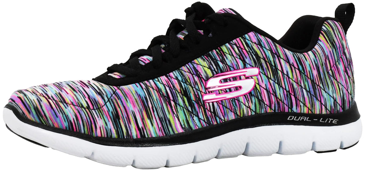 Skechers Women's Flex Appeal 2.0 Black/Multi Sneaker 6 M US