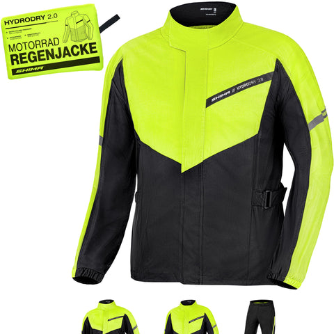 SHIMA HYDRODRY 2.0 Waterproof Motorbike Jackets Mens Womens Motorcycle Packable Rain Clothing for Raincoats Set Overcoat Rainseal Reflective Breathable Wet Weather Winter (Jackets Unisex, Fluo, XL)